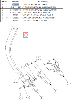 Стойка рабочего органа 1 1/4" х 4" CT3539AL AGRO-LIDER