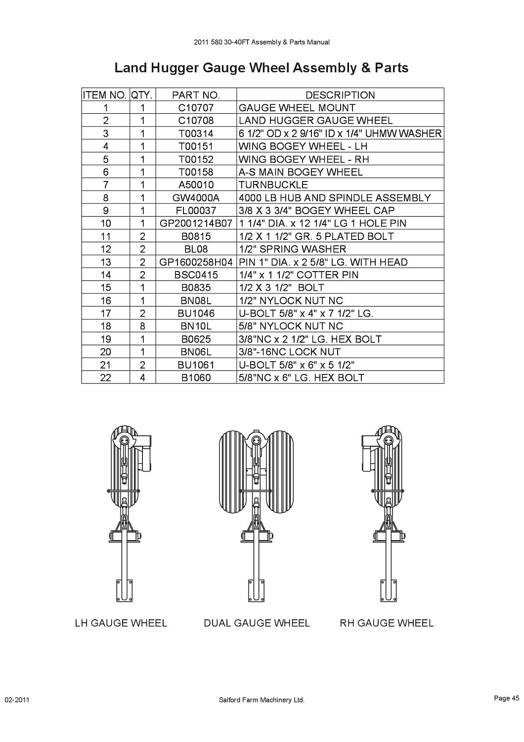Штанга опорная копирующего колеса C10708 (10008367)