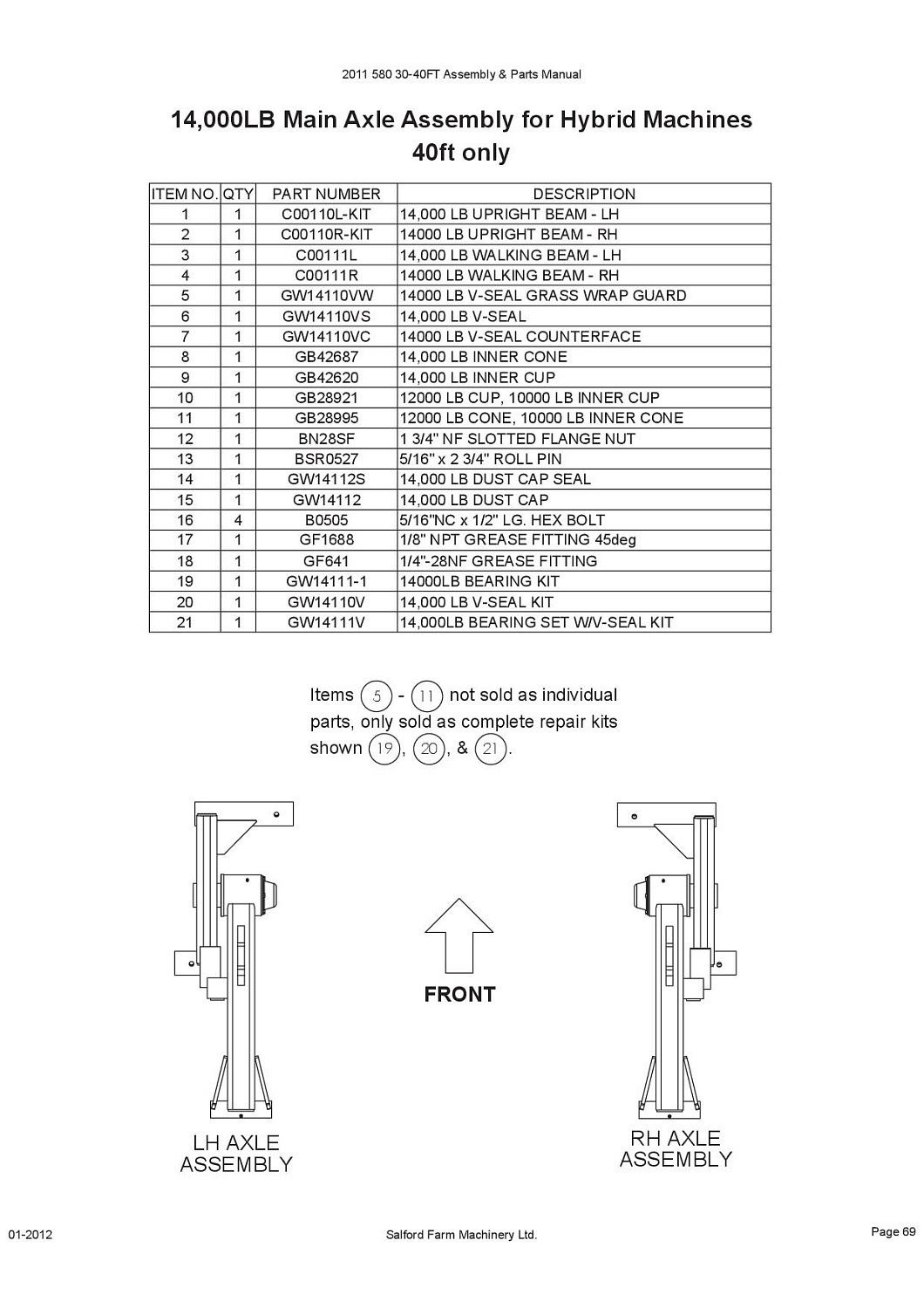 Ремкомплект подшипников 14000 ступицы GW14111V
